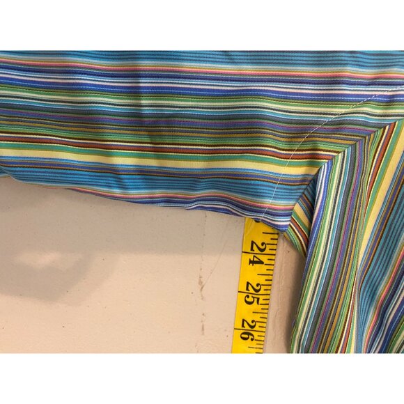 2 Paul Fredrick Mens Classic Fit Dress Shirts Pink & Green Striped Medium - Picture 7 of 9